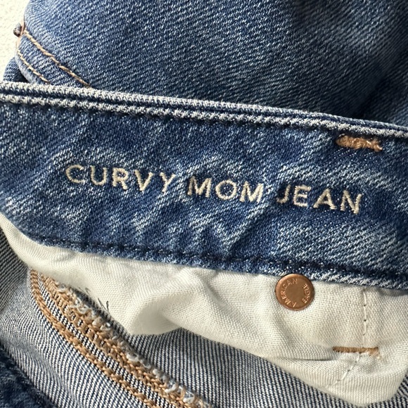 American Eagle Jeans Women's Size 18 Reg Blue Denim Curvy Mom Stretch Distressed - Picture 13 of 14